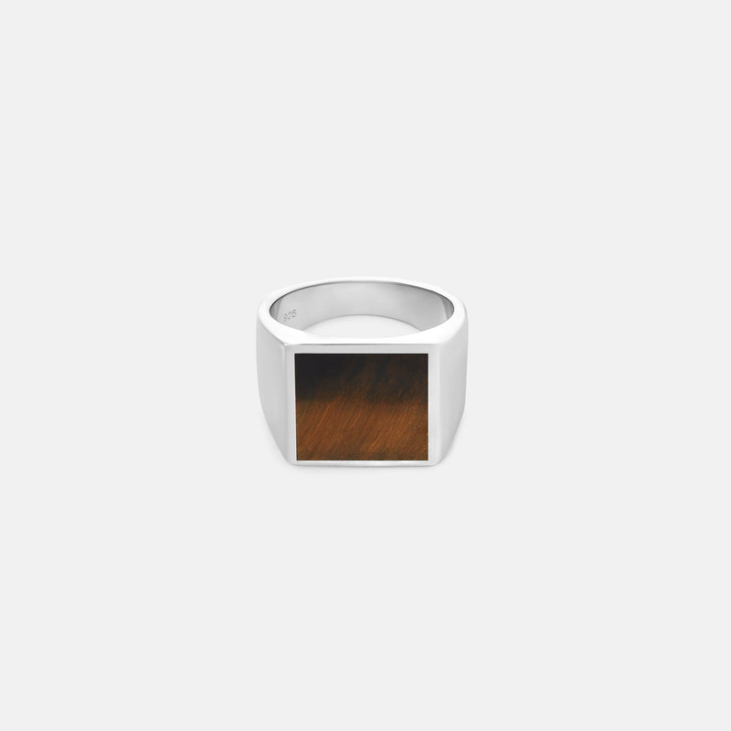 Square Tiger Eye Ring Silver