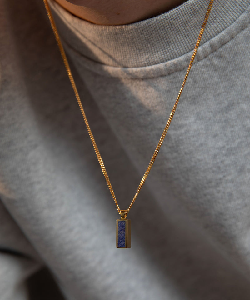 Block Lapis Pendant Gold