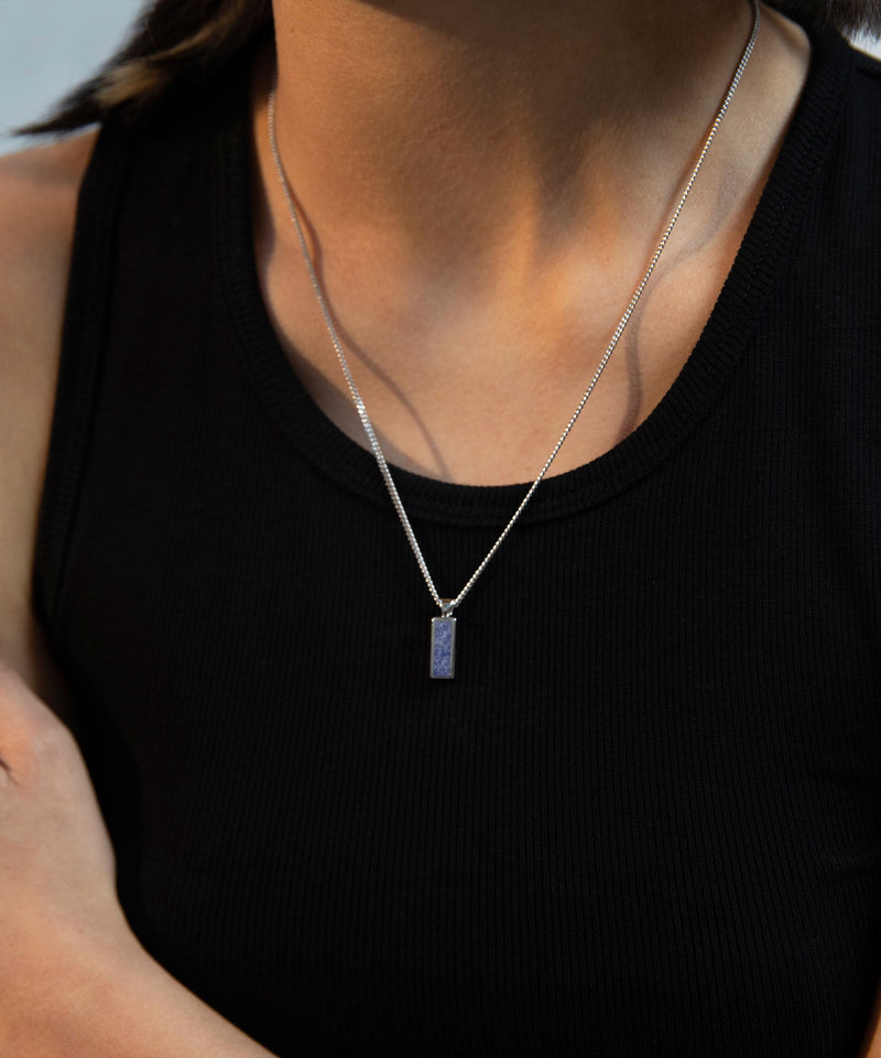 Block Lapis Pendant Silver