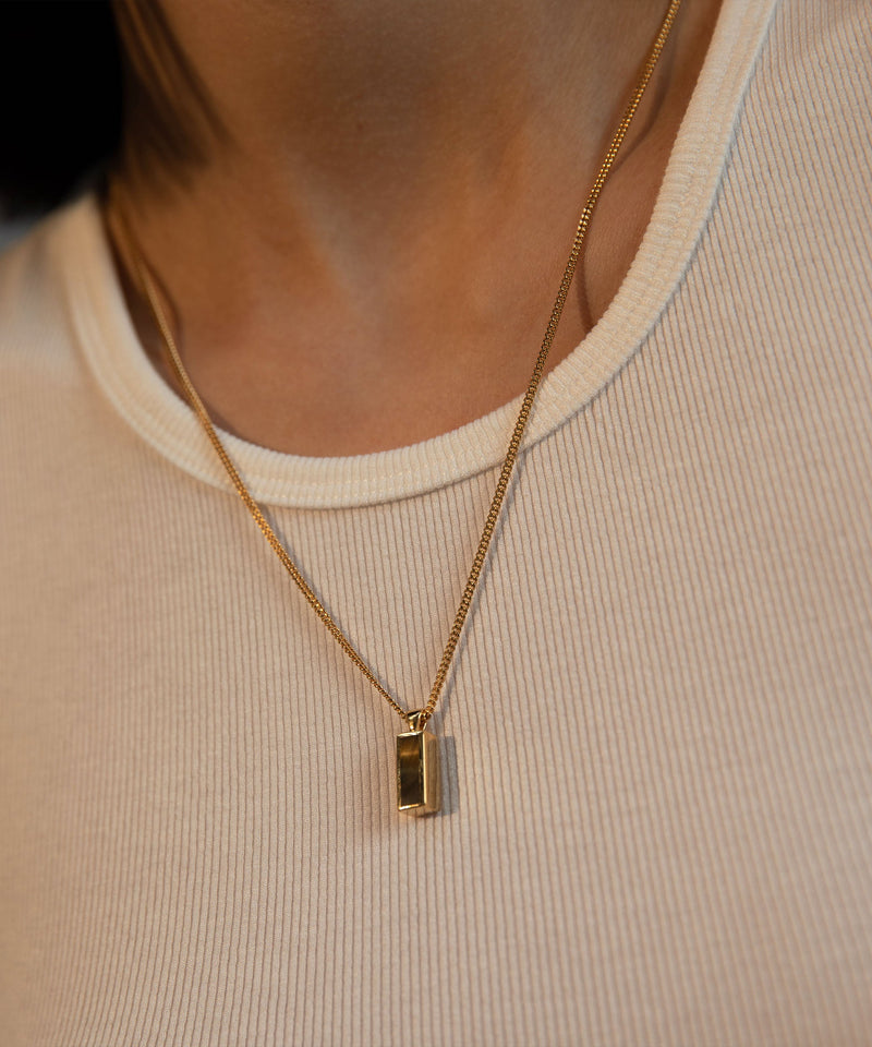 Block Tiger Eye Pendant Gold